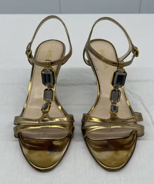 Prada Milano Gold Leather Sandals