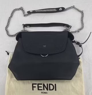 Fendi Black Leather Backpack Bag