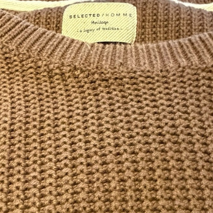 Selected Homme - Men's Cozy Brown Crewneck Sweater - Casual - Size L