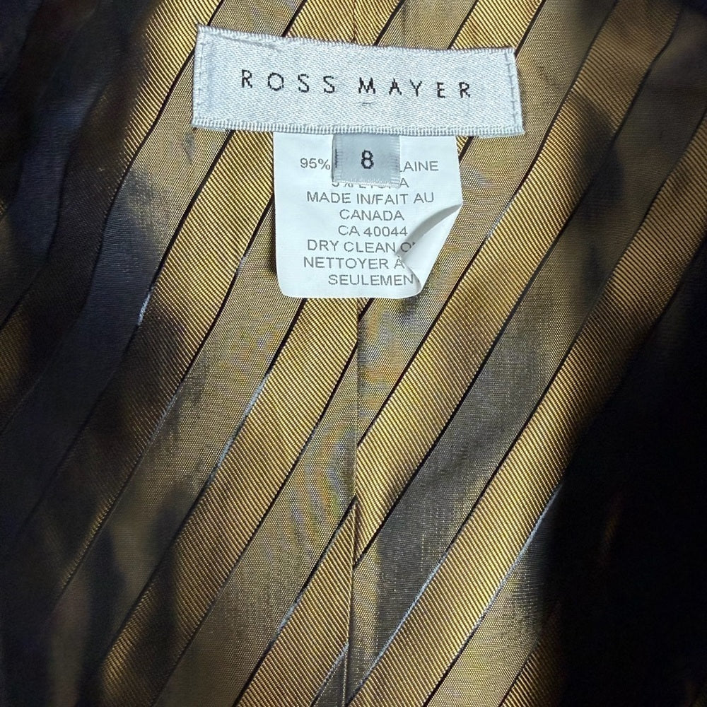 Designer Ross Mayer - Elegant Black Blazer with Tie Accent - Night Out -Size 8