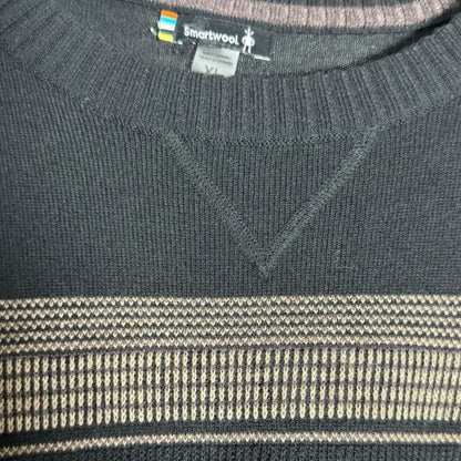Smartwool Men's Black Crewneck Sweater with Gray Stripes - Casual - size XL