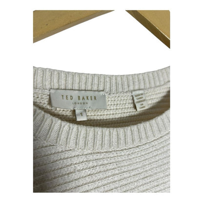 Ted Baker Cream Peplum Knit Top
