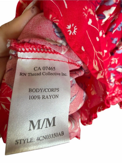 ABS Collection - Red Floral Spaghetti-Strap Sundress - Size Medium
