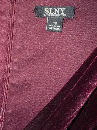 SLNY Burgundy Velvet Wrap Midi Dress