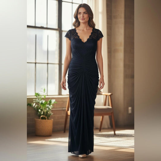 Adrianna Papell Elegant Navy Maxi Dress