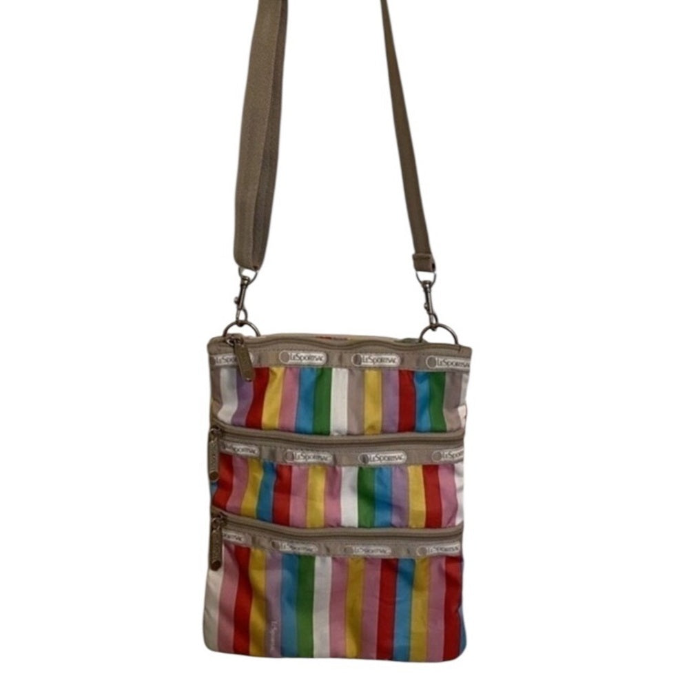 Lesportsac Rainbow Stripe Mini Crossbody in Red, Pink, Yellow, Blue