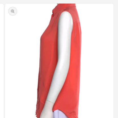 Givenchy Sleeveless Red Button-Up Blouse