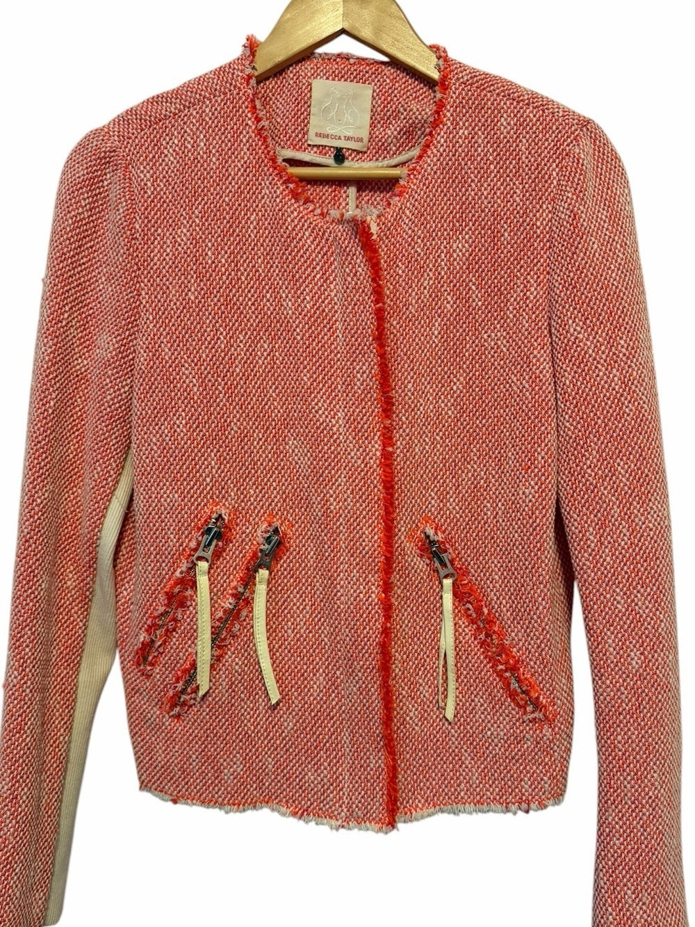 Rebecca Taylor Pink Tweed Zip Moto Jacket