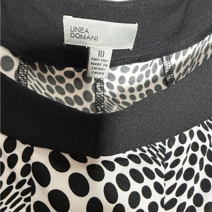 Linea Domani Designer - Size 10 - Monochrome Patterned Midi Dress