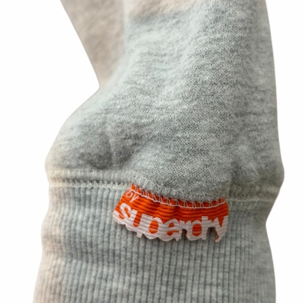 Superdry Light Gray Hoodie with Red Logo - Casual - Size M