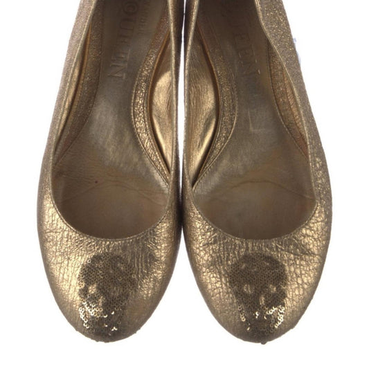 Alexander McQueen - Gold Ballet Flats