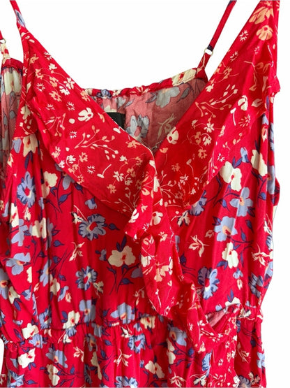 ABS Collection - Red Floral Spaghetti-Strap Sundress - Size Medium