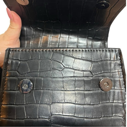 Zara Black Croc-Texture Crossbody Bag - Mini