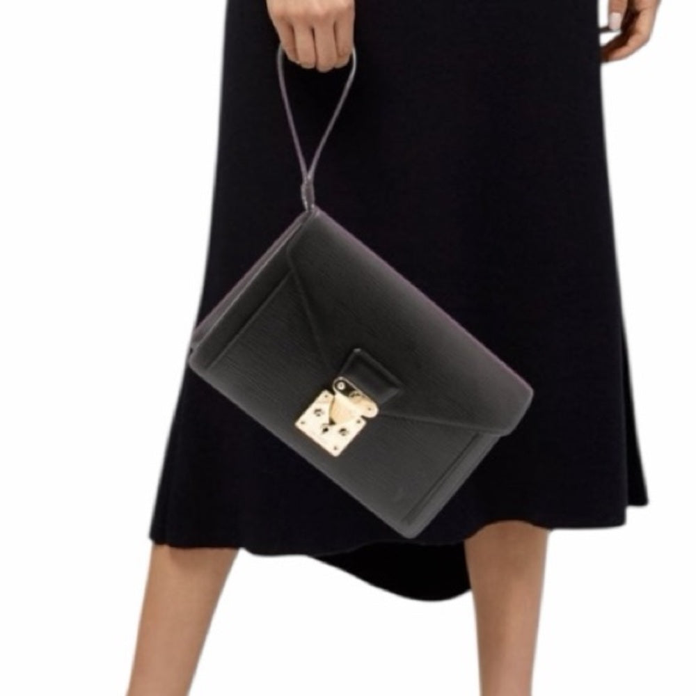 Louis Vuitton Black Clutch with Gold Accents