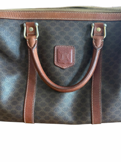 Celine Brown and Tan Monogram Boston Bag