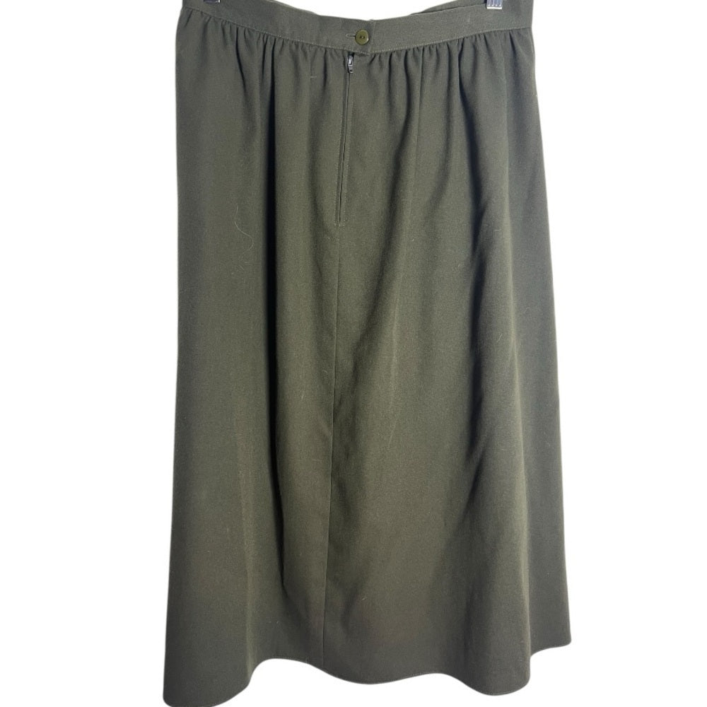 Chic Olive A-Line Midi Skirt
