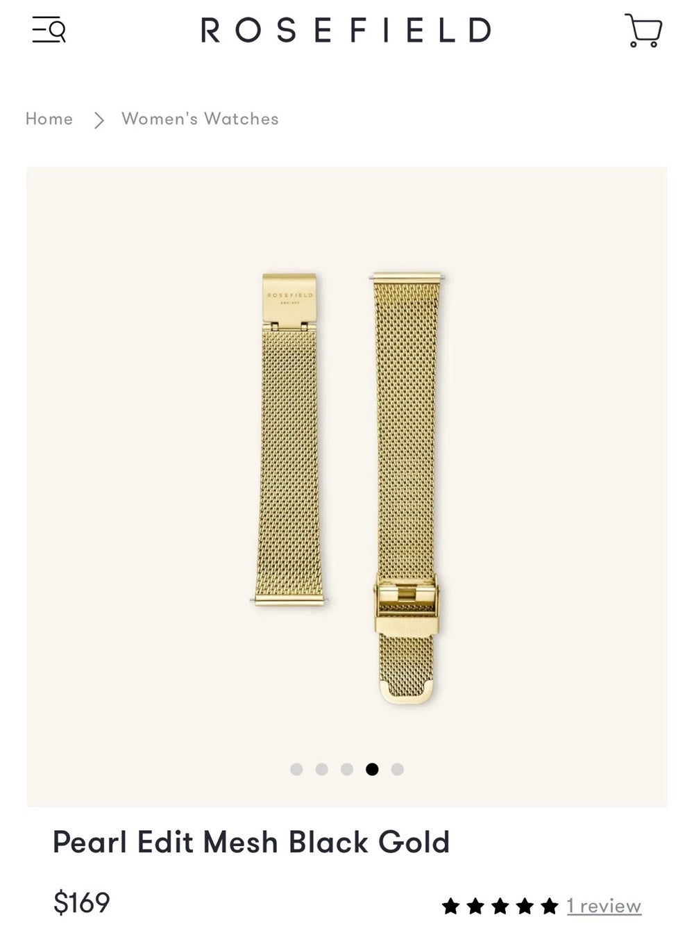 Rosefield Pearl Edit Gold Mesh Watch Strap