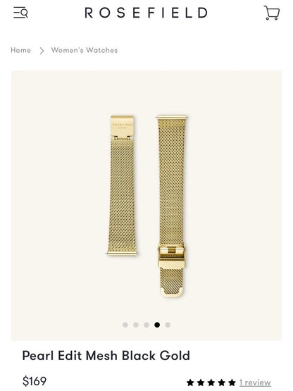 Rosefield Pearl Edit Gold Mesh Watch Strap