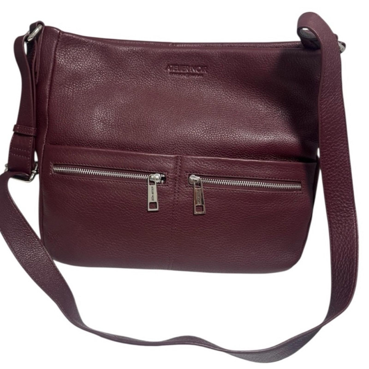 RUDSAK Burgundy Leather Messenger Bag - Atelier Noir