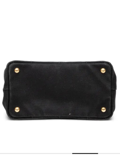 Prada Black Canapa Logo-Print Tote with Detachable Strap