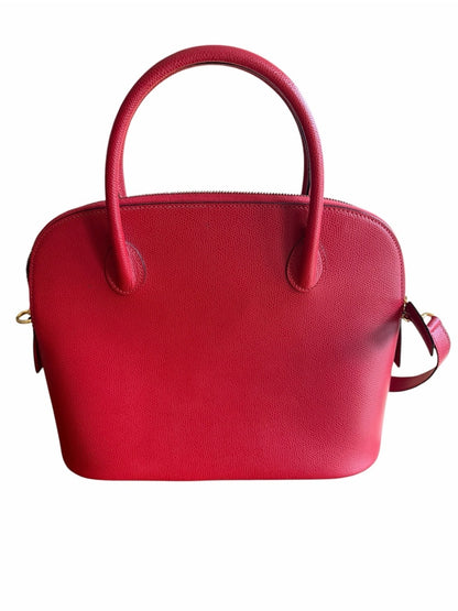Celine Red Dome Satchel with Crossbody Strap