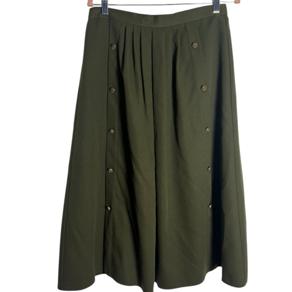Chic Olive A-Line Midi Skirt