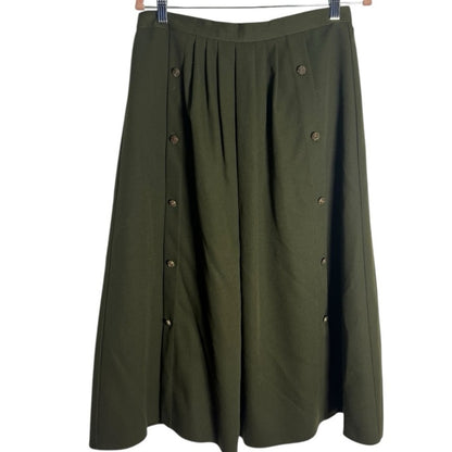 Chic Olive A-Line Midi Skirt