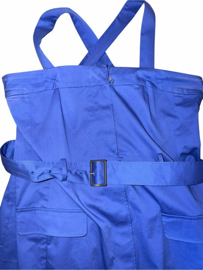Hugo Boss Cobalt Blue Cross-Strap Belted Maxi Dress