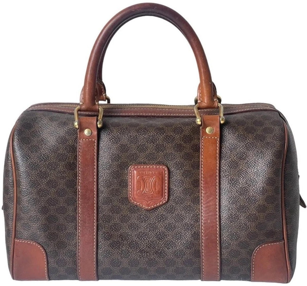 Celine Brown and Tan Monogram Boston Bag