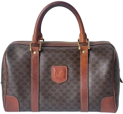 Celine Brown and Tan Monogram Boston Bag
