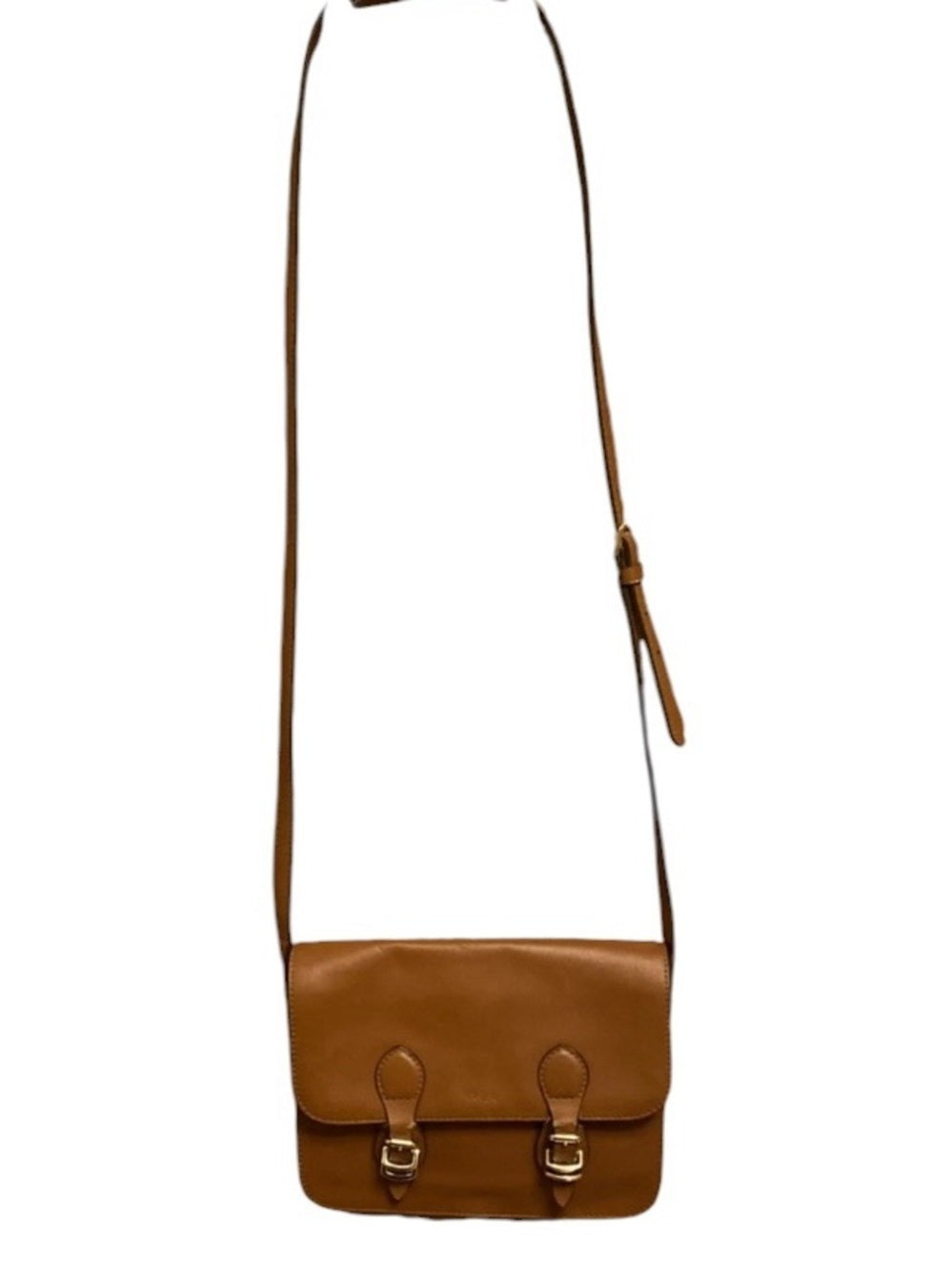 Ralph Lauren Camel/Tan Leather Satchel with Buckle Detail