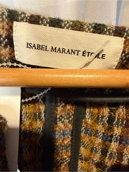 Isabel Marant Brown Checked Collarless Tweed Blazer - Size 44/ 12-14