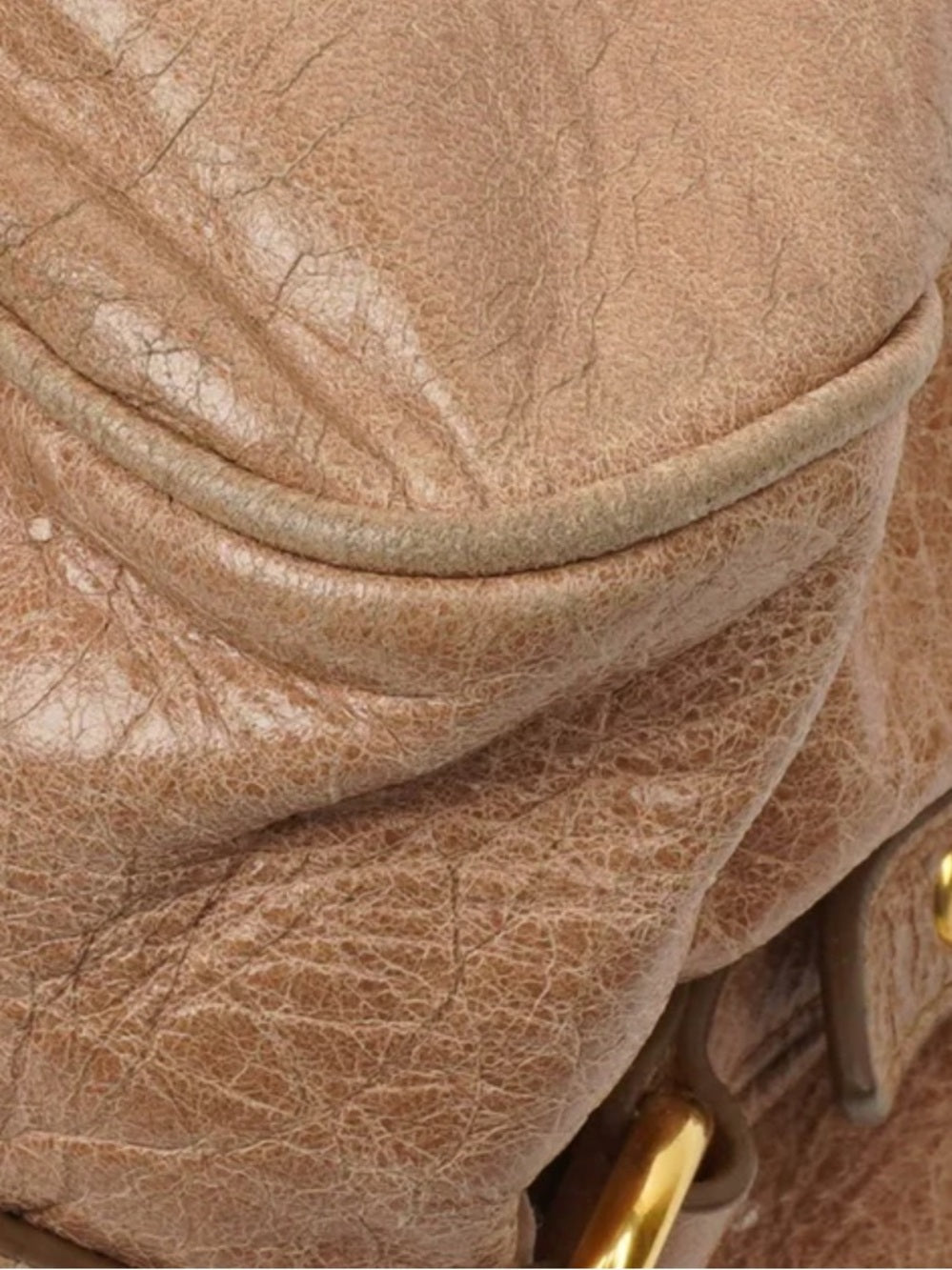 Miu Miu Taupe-Beige Leather Satchel with Gold Hardware