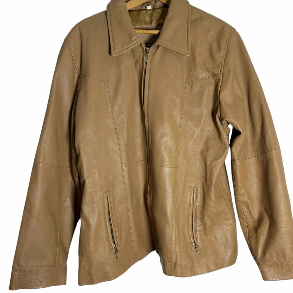 Beardmore Leathers a Tan Leather Women's Jacket - Neutral - Date Night- Size XXL