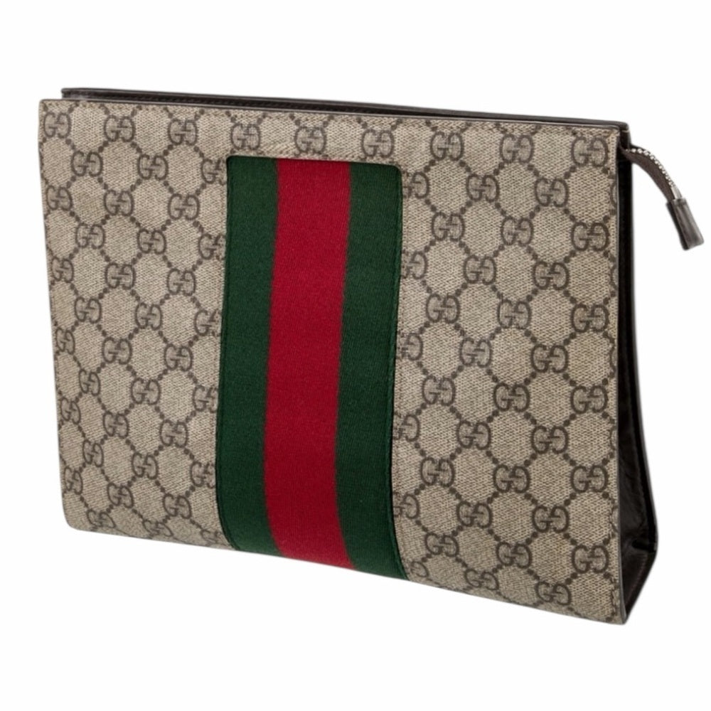 Gucci Beige Toiletry Bag with Red and Green Stripe