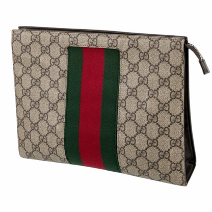 Gucci Beige Toiletry Bag with Red and Green Stripe
