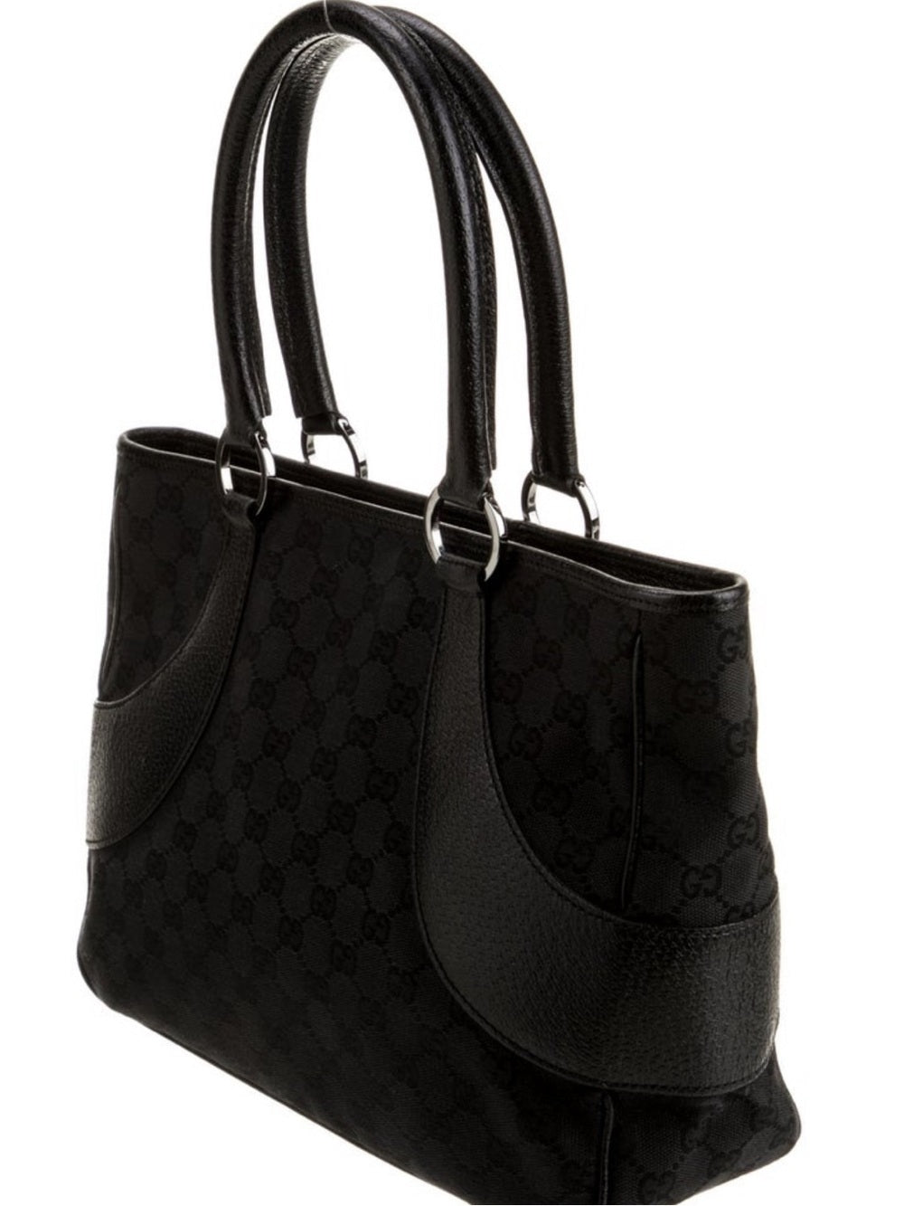 Gucci Black GG Canvas and Leather Tote