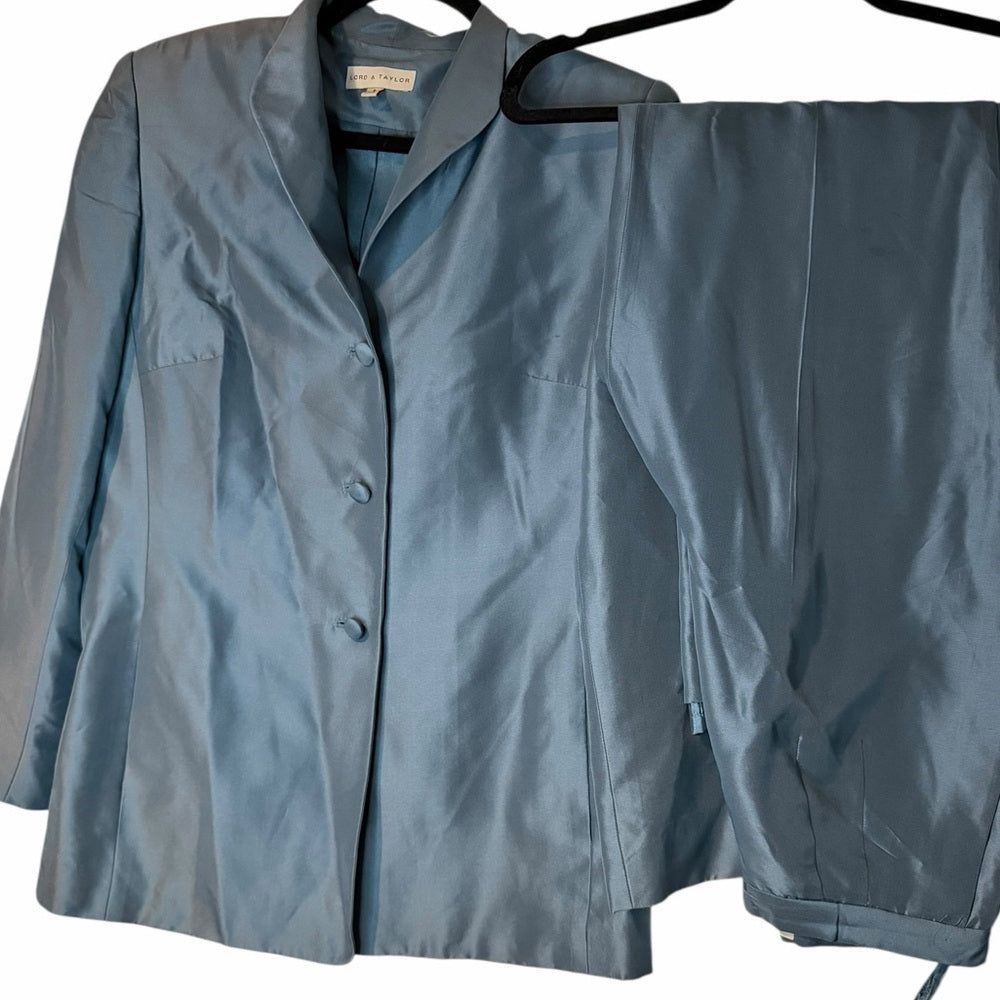 Lord & Taylor Sky Blue Women's Pantsuit - Silk - Workwear - Size 6