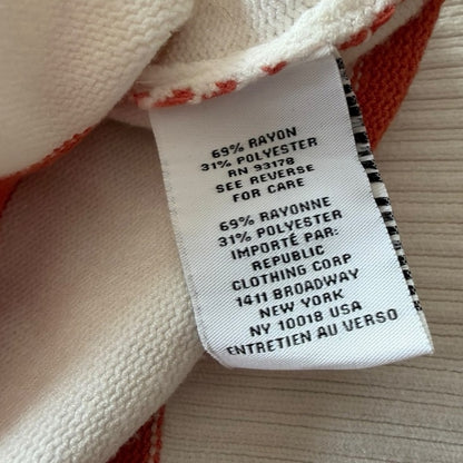 Magaschoni Cream and Orange Striped Sweater - Casual - Size XL
