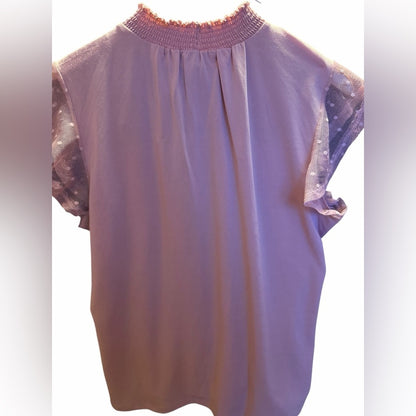 Adrienne Vittadini Pink Sheer Ruffle Blouse - Casual Date Night - Size L