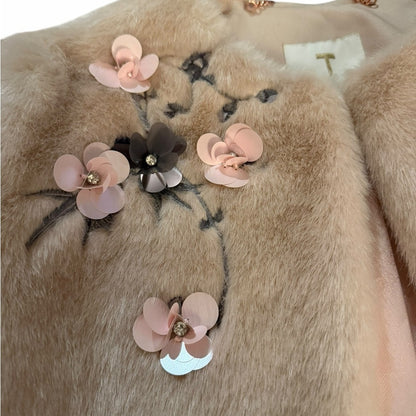 Ted Baker Blush Teddy Jacket with Floral Detail - Chic - Date Night - Size XS