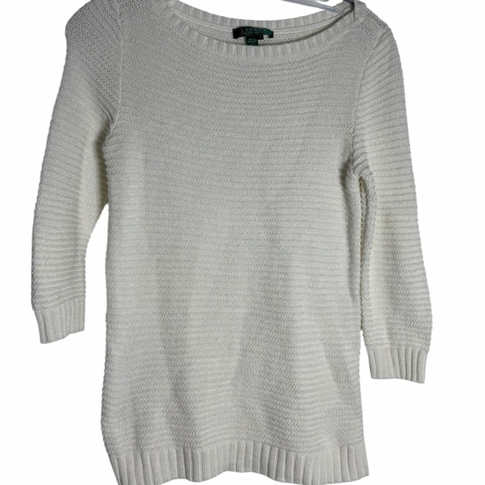 Ralph Lauren Cream Women's Crew Neck Sweater - Size Small
