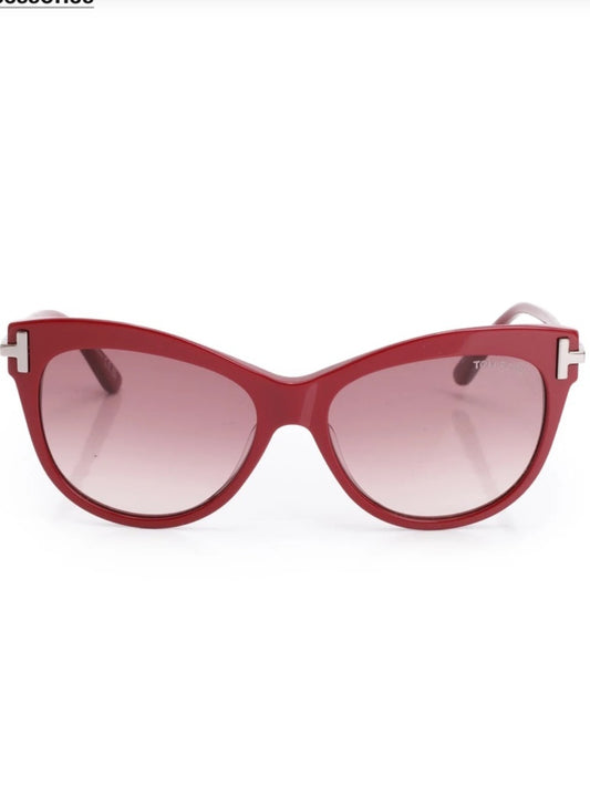 Tom Ford Red Cat-Eye Sunglasses with Pink Gradient Lenses and Case Included