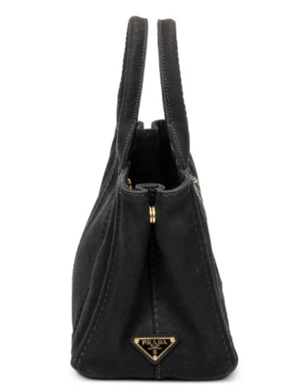 Prada Black Canapa Logo-Print Tote with Detachable Strap