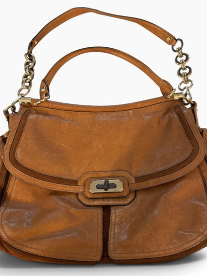 Coach Chelsea Extra Large - Brown Leather Shoulder Bag with Chain Accents