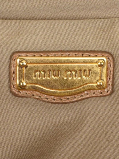 Miu Miu Taupe-Beige Leather Satchel with Gold Hardware
