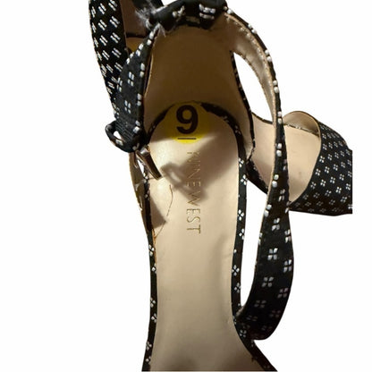 New! Nine West Black Patterned Sandals -Size 9
