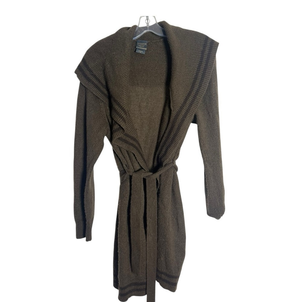 Elegant Brown Belted Cardigan - Casual Night In - Size XL