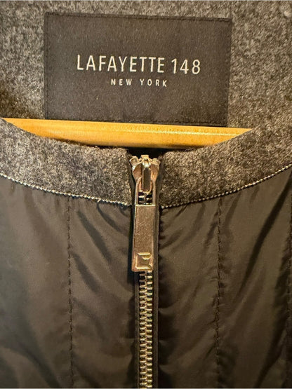 Lafayette 148 New York Quilted Zip-Front Vest in Charcoal Gray