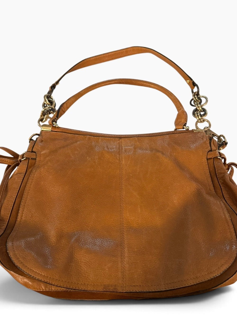 Coach Chelsea Extra Large - Brown Leather Shoulder Bag with Chain Accents